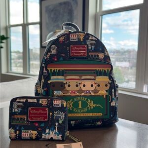 Loungefly Disney Parks Dapper Dans mini Backpack and Wallet - Black and Green